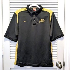 Nike DriFit Men's Colorado Buffaloes Football Black Polo Gold Shirt Small NCAA